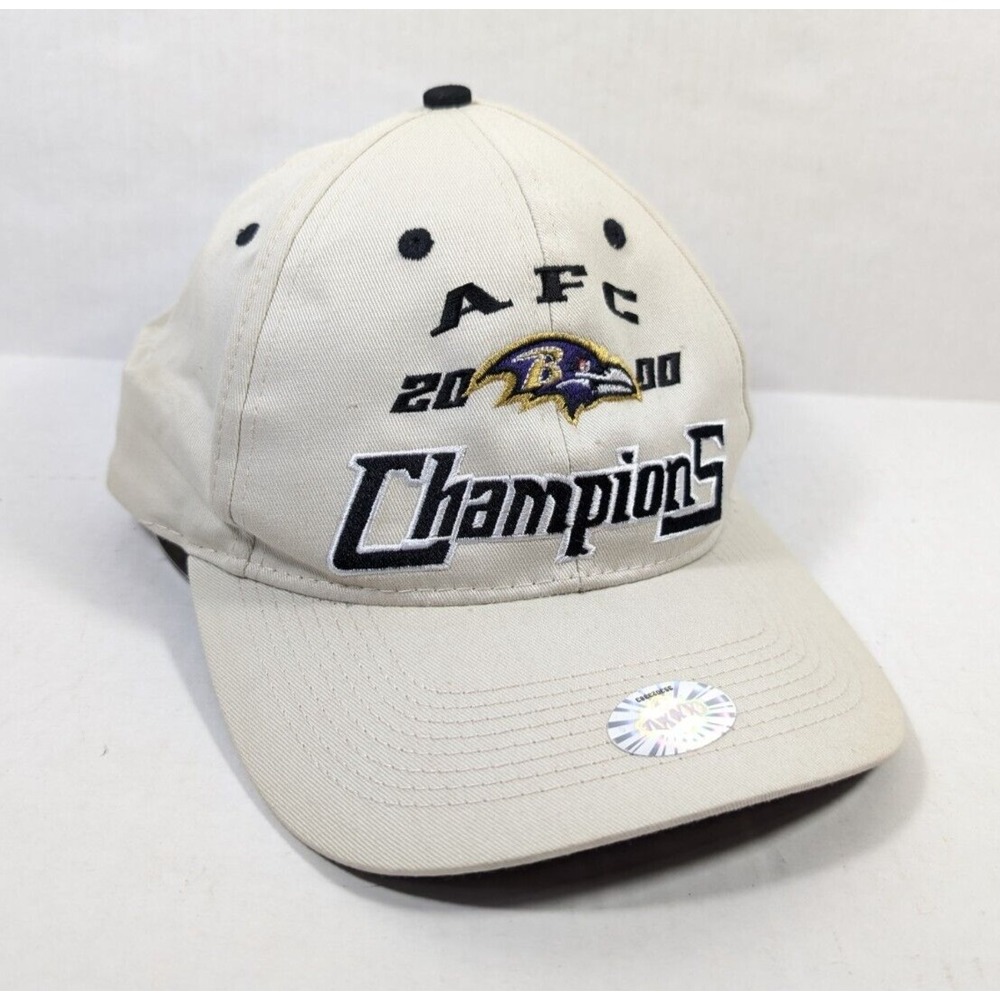 Vintage Baltimore Ravens Hat AFC Champions 2000 NFL White Snapback Super Bowl 35